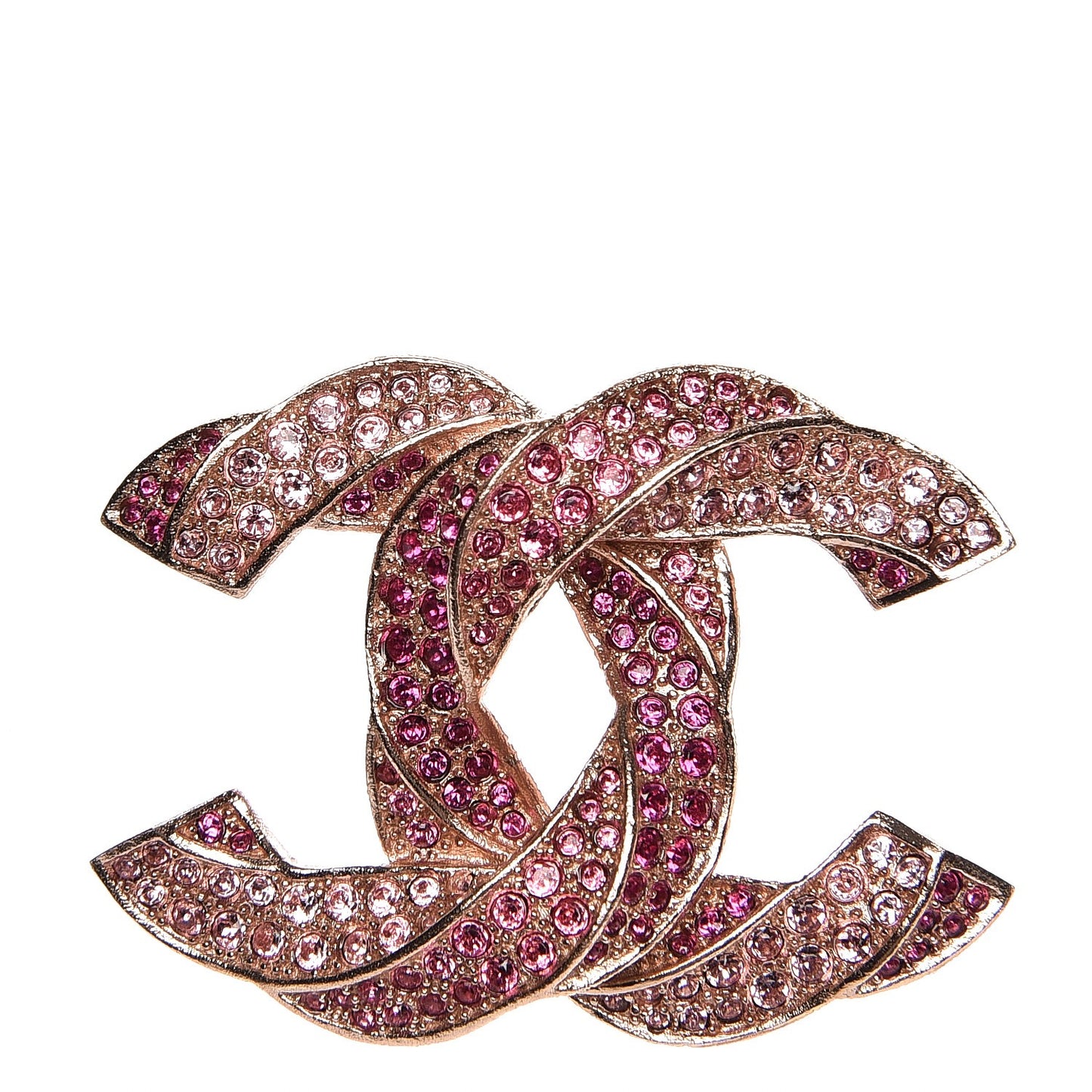 Crystal Twisted CC Brooch Rose Gold