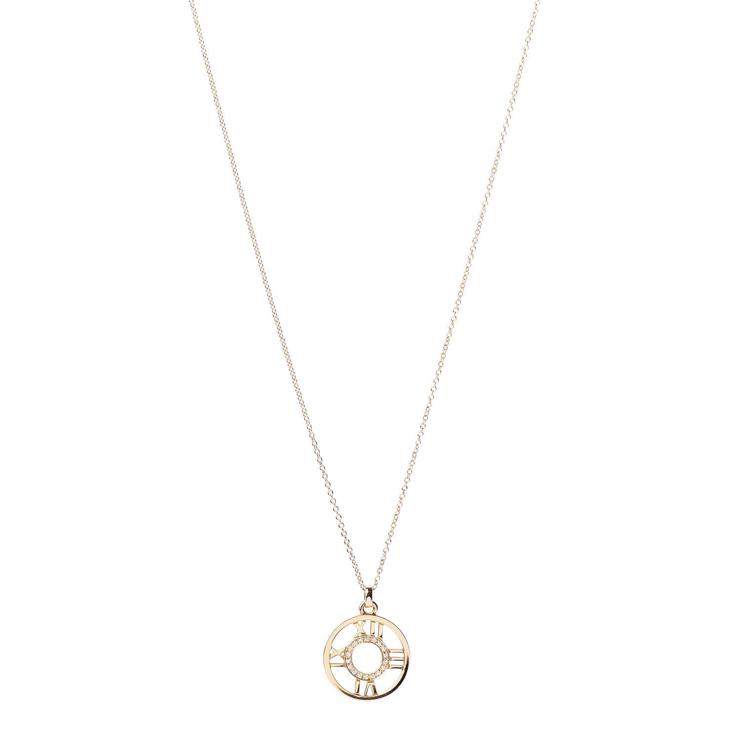 Tiffany 18K Yellow Gold Diamond Small Atlas Open Pendant Necklace 1 of 6