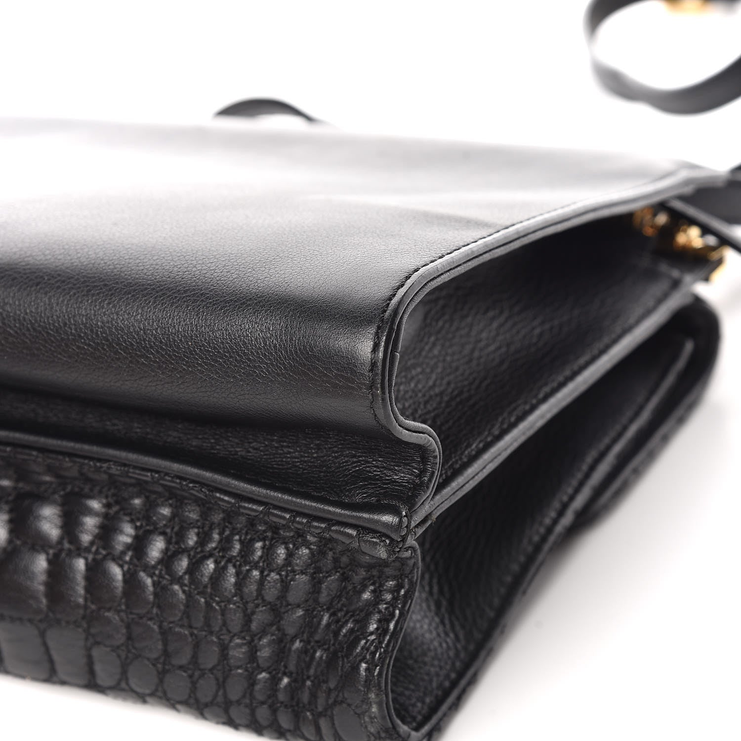 Fendi Nappa Calfskin Crocodile Trapuntata Demi Jour Shoulder Bag Black 17 of 19