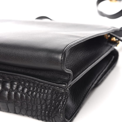 Fendi Nappa Calfskin Crocodile Trapuntata Demi Jour Shoulder Bag Black 17 of 19