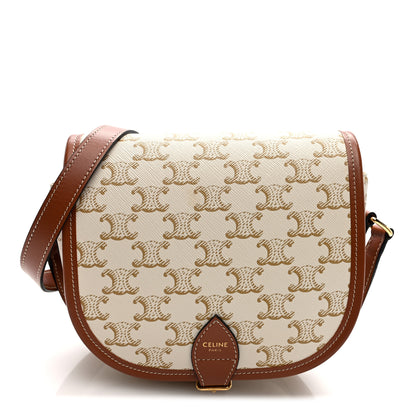 Celine Triomphe Canvas Medium Folco Bag White 1 of 9
