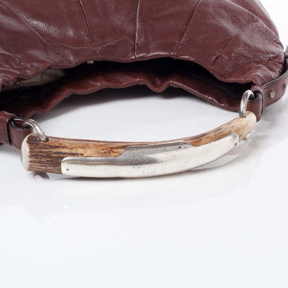 Saint Laurent Leather Mombasa Horn Bag Brown 6 of 9