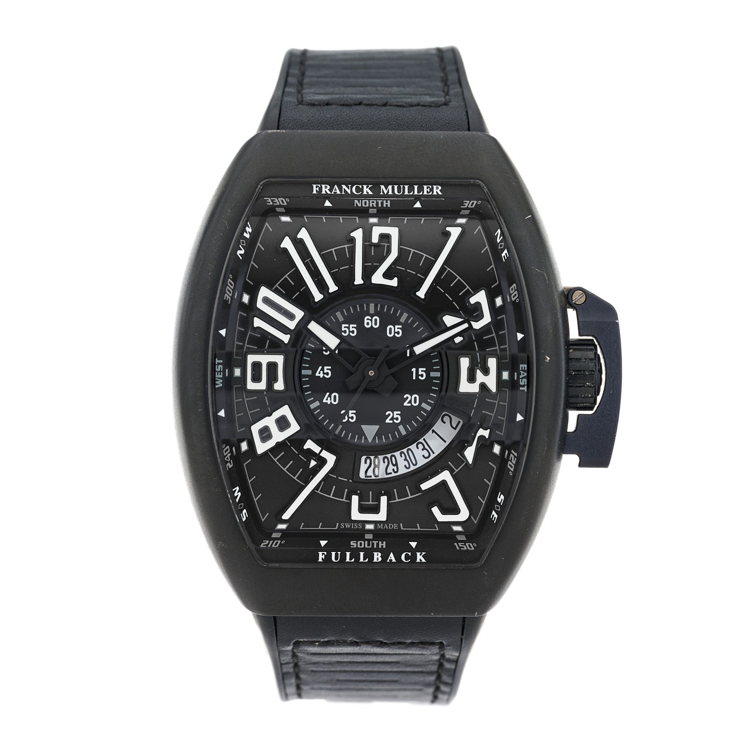 Franck Muller PVD Titanium Calfskin 45mm Vanguard Fullback Automatic Watch Black V45SCDTLCK 1 of 5