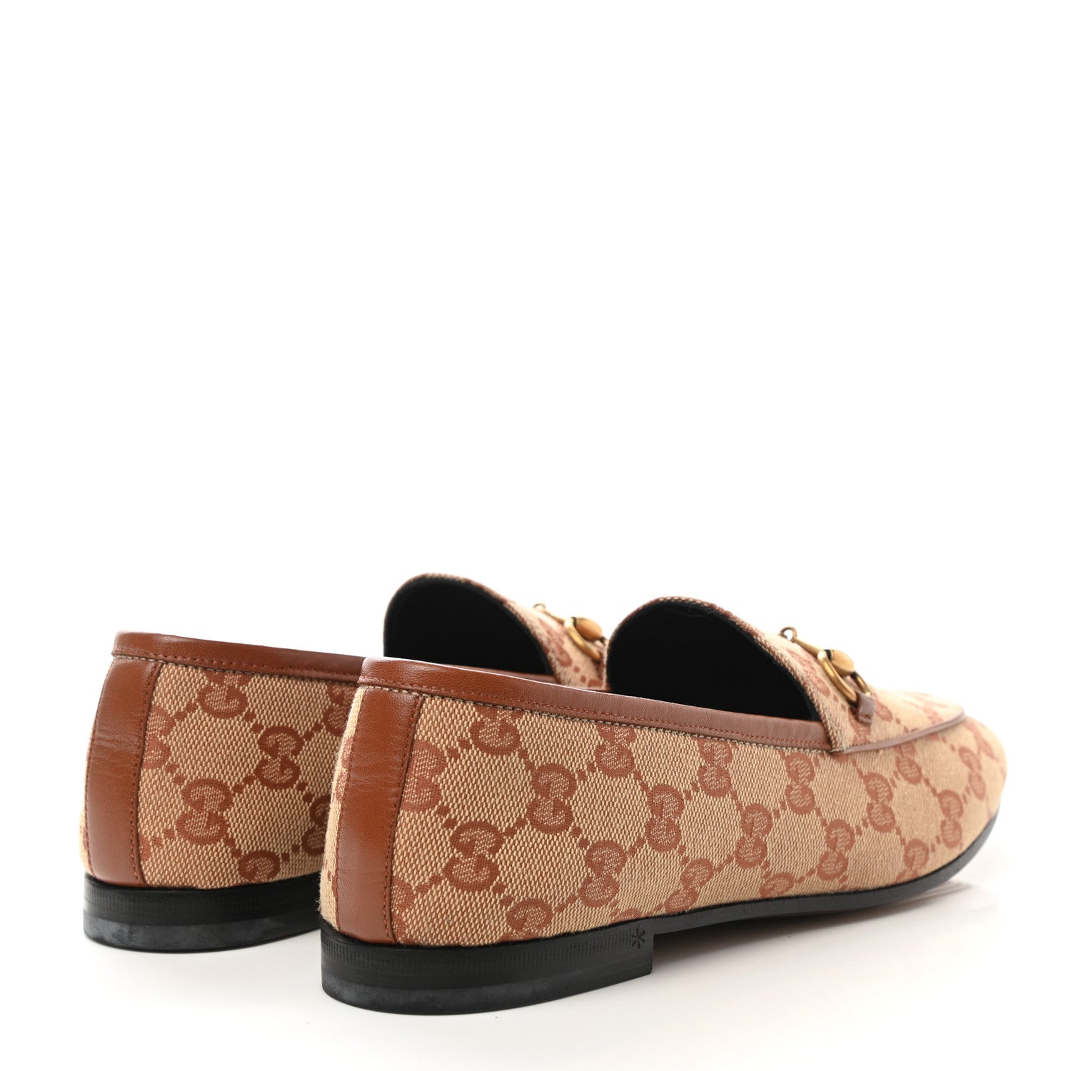 Gucci Canvas GG Monogram Horsebit Womens Jordaan Loafers 38 Beige Ruggine Rust 4 of 9