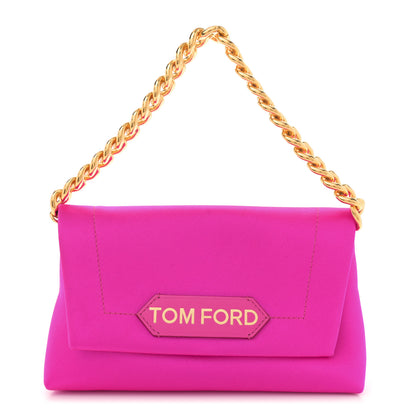 Tom Ford Satin Mini Label Chain Shoulder Bag Hot Pink 1 of 10