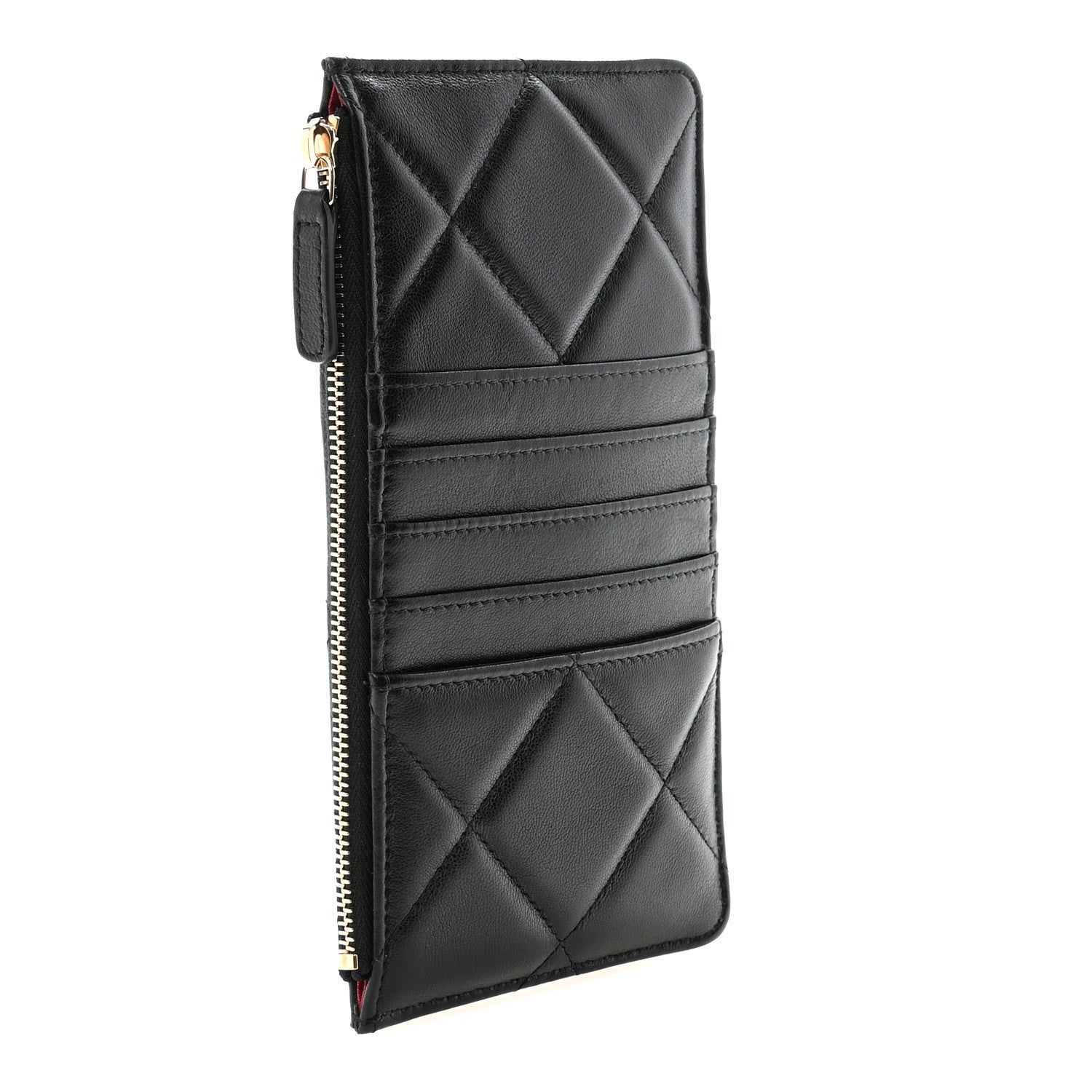 Chanel Goatskin Quilted Chanel 19 Flat Wallet Pouch Black 6 of 14