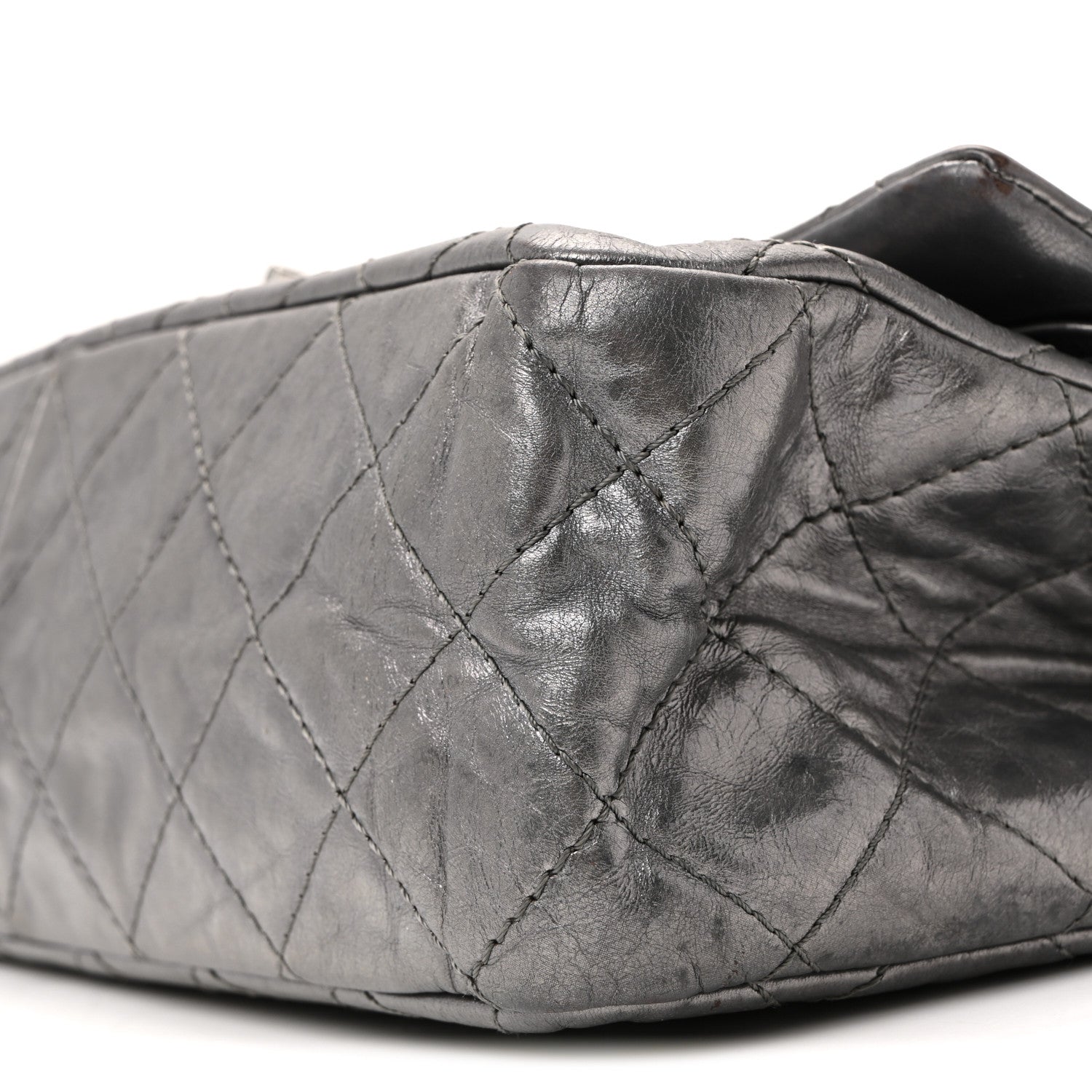 Chanel Metallic Aged Calfskin Quilted 2.55 Reissue 227 Flap Dark Silver 26 of 40