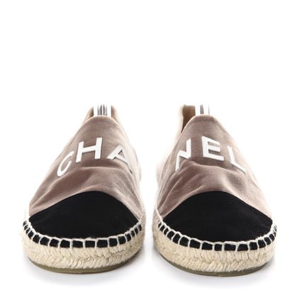 Chanel Velvet Logo Espadrilles 37 Beige Black 2 of 9