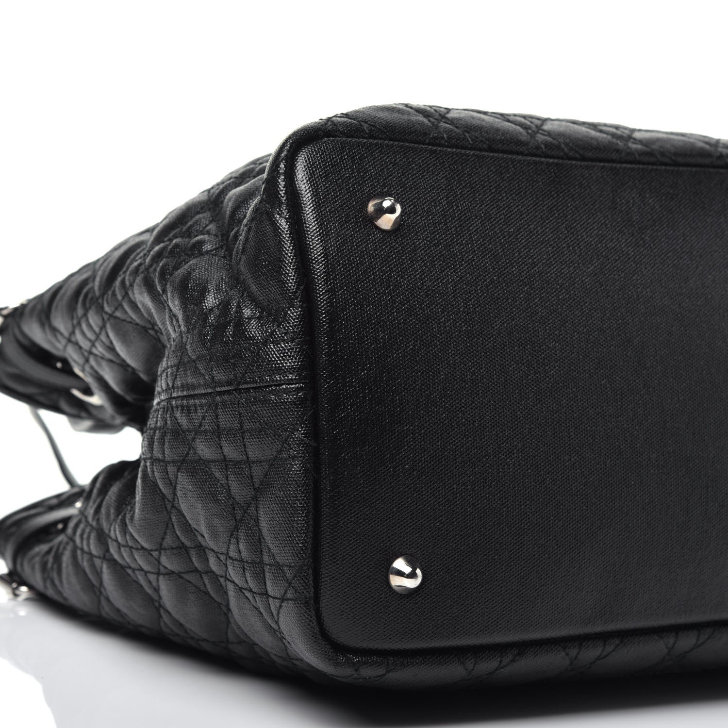 Christian Dior Coated Canvas Cannage Medium Panarea Tote Black 8 of 9