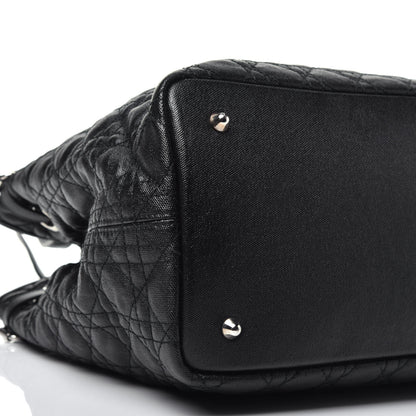 Christian Dior Coated Canvas Cannage Medium Panarea Tote Black 8 of 9