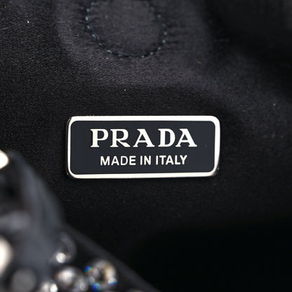 Prada Satin Crystal Metal Triangle Logo Chain Crossbody Handbag Cristal 6 of 9