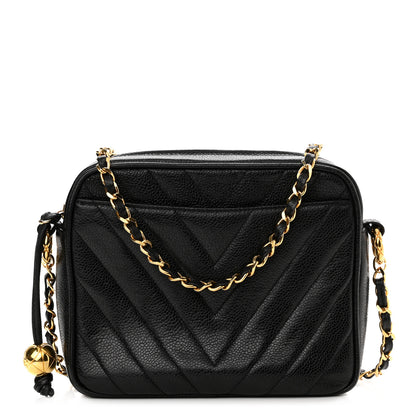 Chanel Caviar Chevron Quilted Camera Case Black 1 of 10