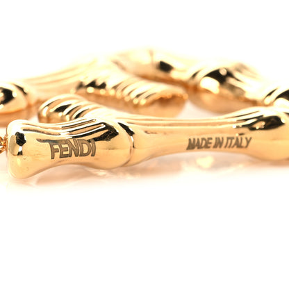 Fendi Metal FF Bamboo Hoop Earrings Gold 4 of 5