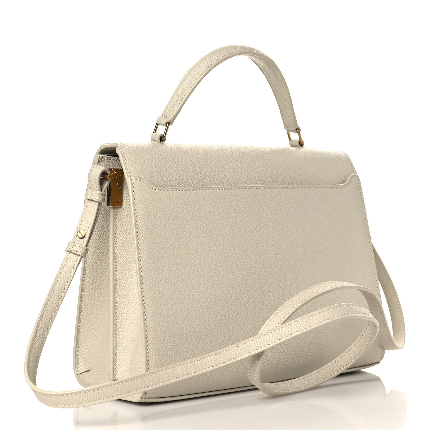 Saint Laurent Grain de Poudre Medium Classic Monogram Cassandra Top Handle Crema Soft 3 of 11