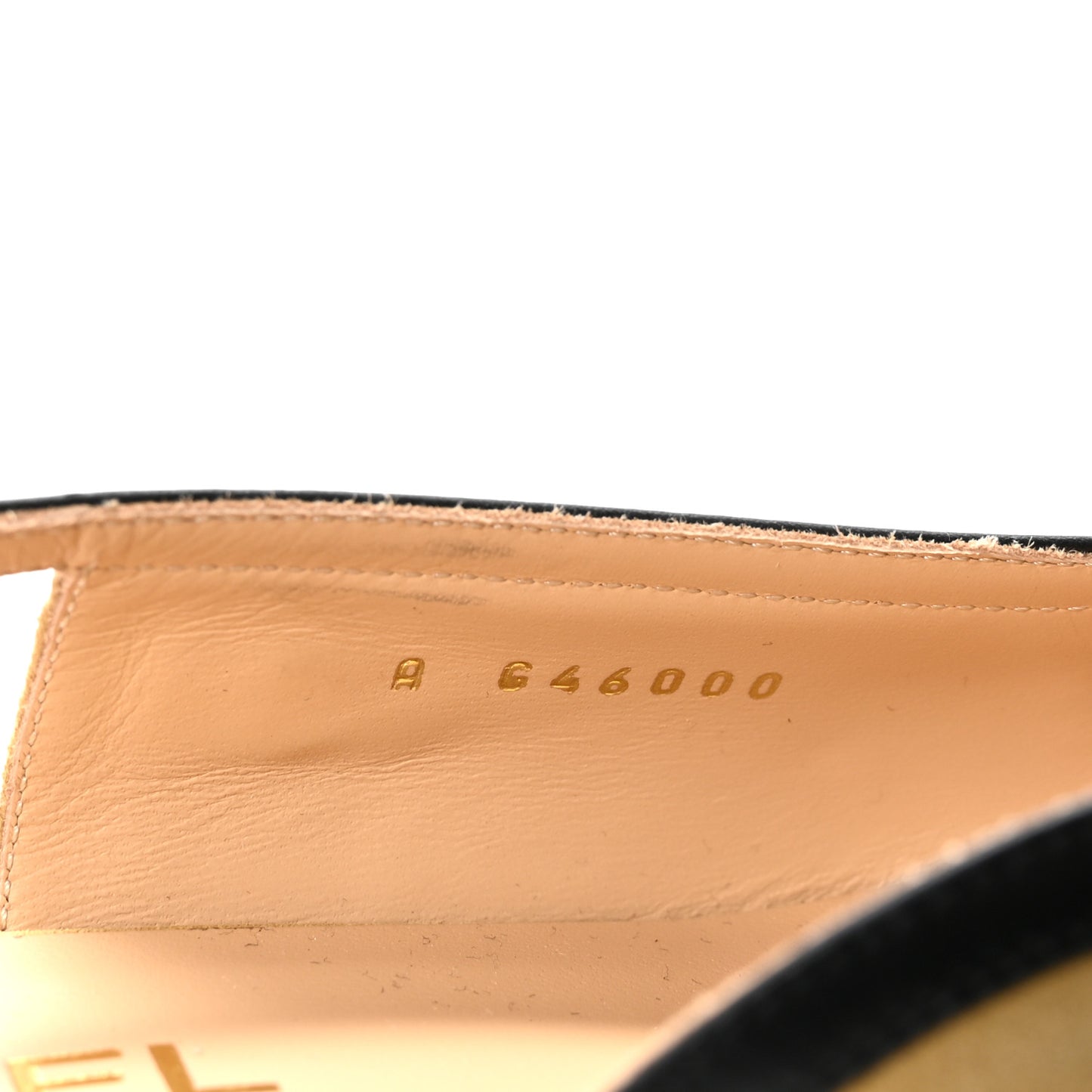 Suede Kidskin Lambskin Patent Calfskin Crystal CC Cap Toe Slingback Flats 37.5 Beige Black
