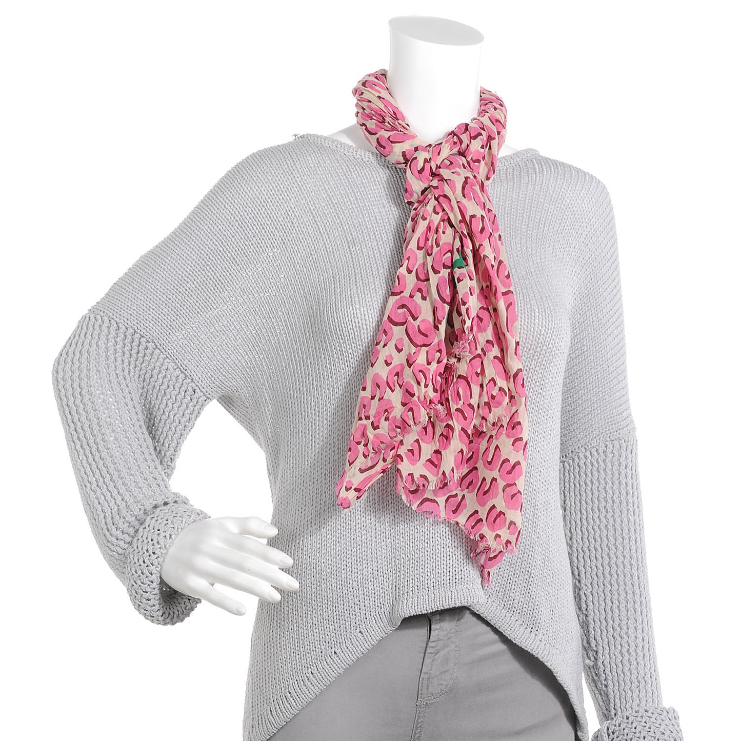 Cotton Leopard Pareo Blanc Corail