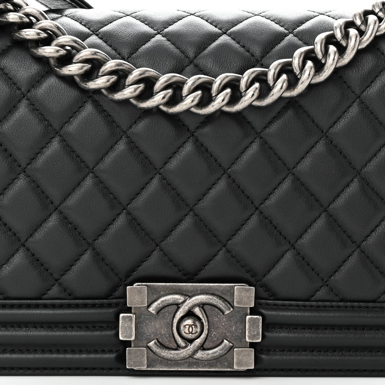 Chanel Lambskin Quilted Medium Boy Flap Black 8 of 10