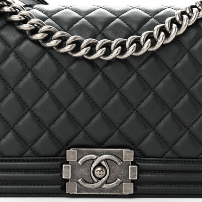 Chanel Lambskin Quilted Medium Boy Flap Black 8 of 10