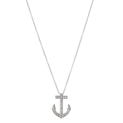 Tiffany Platinum Diamond Anchor Pendant Necklace 1 of 6