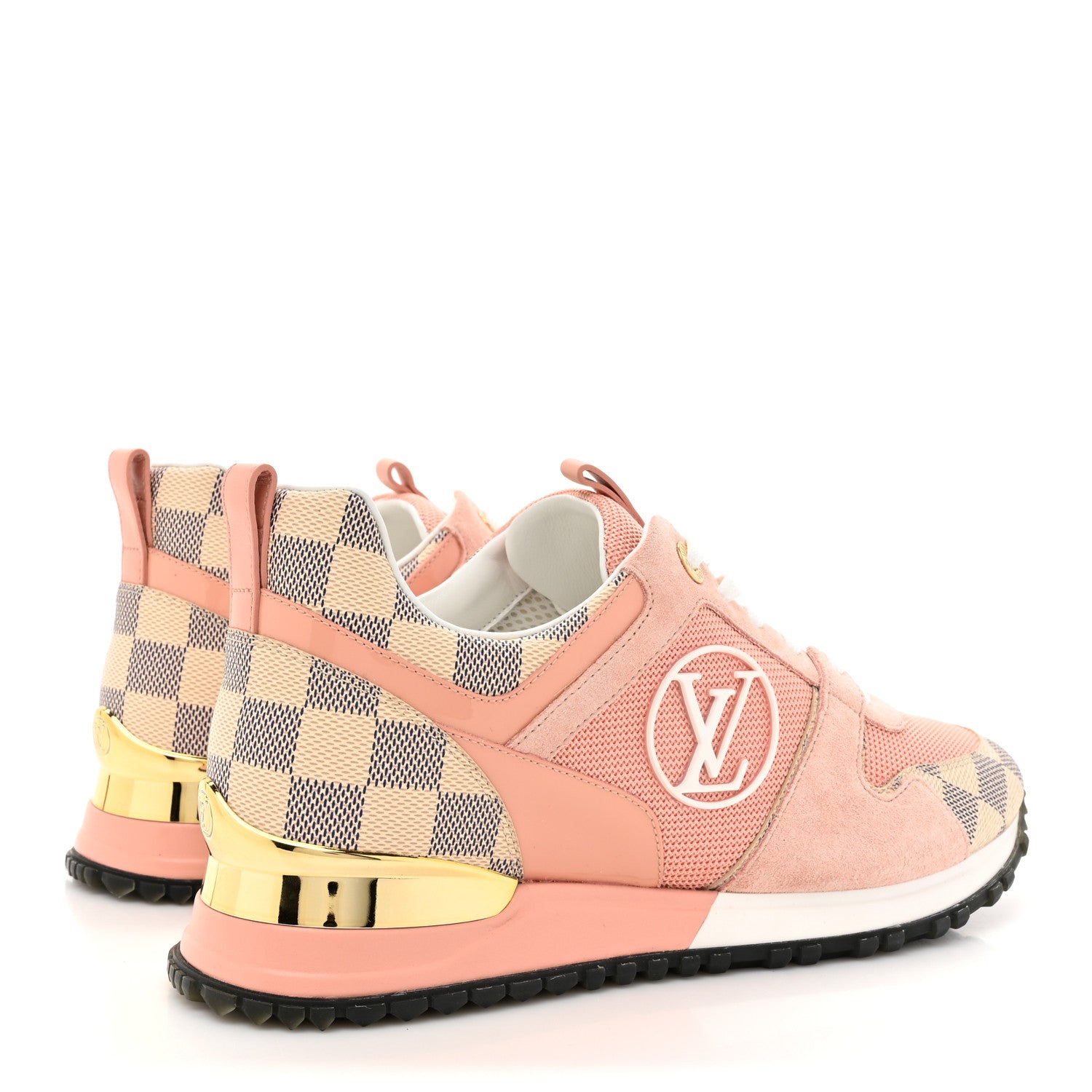 Louis Vuitton Suede Damier Azur Run Away Sneakers 38 Pink 5 of 9
