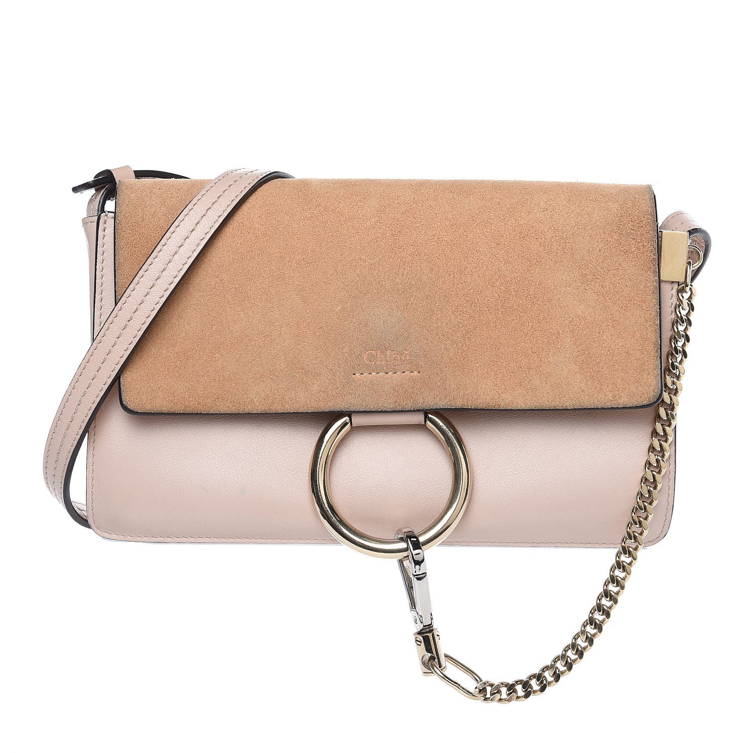 Chloe Suede Calfskin Small Faye Shoulder Bag Cement Pink 1 of 16