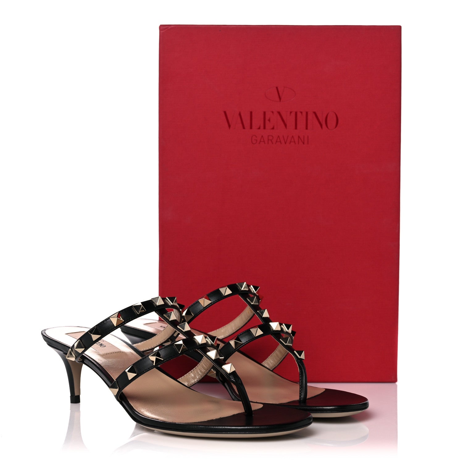 Valentino Garavani Calfskin Rockstud 50mm Flip Flop Thong Sandals 38 Black 9 of 9