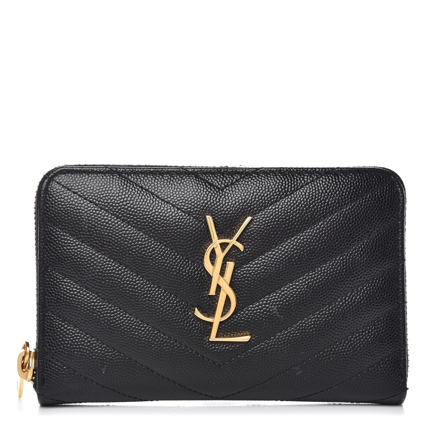 Grain De Poudre Matelasse Chevron Monogram Zip Around Wallet Black