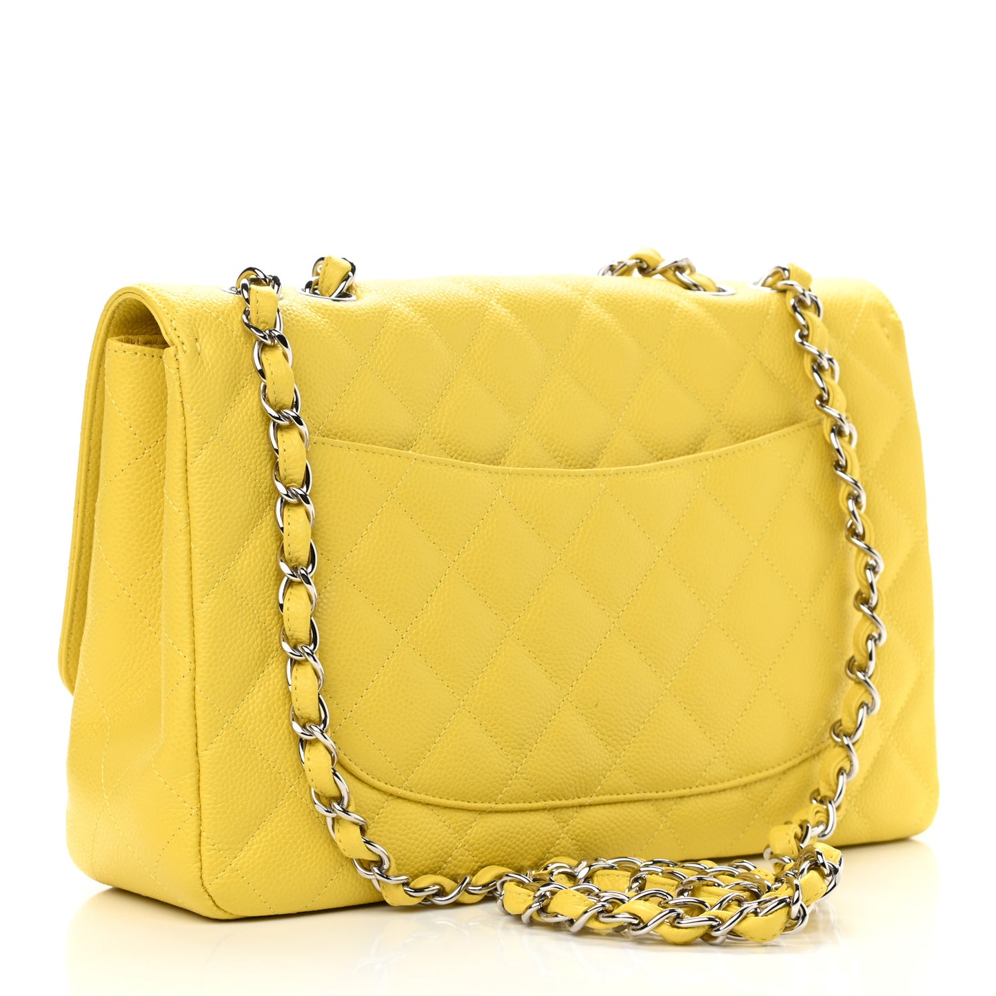 Caviar Quilted Jumbo Single Flap Yellow