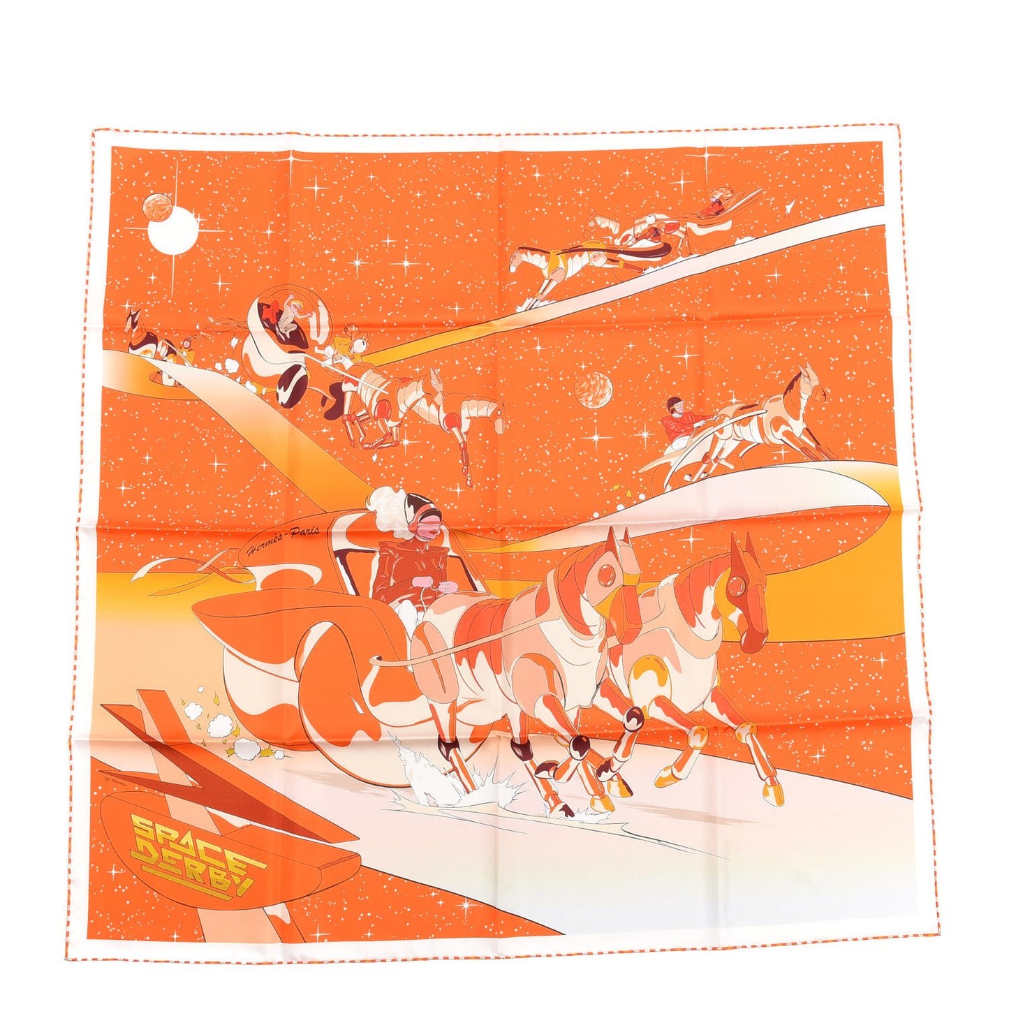 Silk Space Derby Scarf 90 Orange Creme Roux