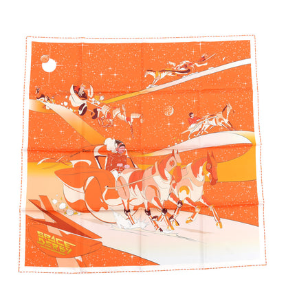 Hermes Silk Space Derby Scarf 90 Orange Creme Roux 1 of 4