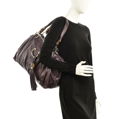 Gucci Calfskin Bamboo Beads Top Handle Bag Purple 2 of 10