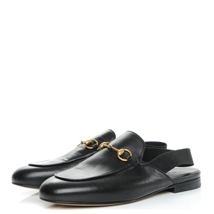 Gucci Lambskin Womens Horsebit Slingback Slippers 37 Black 3 of 8