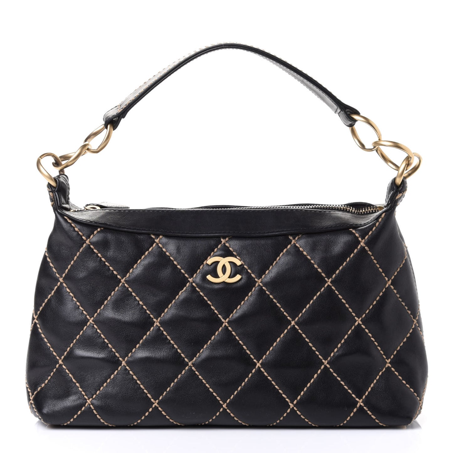 Calfskin Wild Stitch Hobo Black