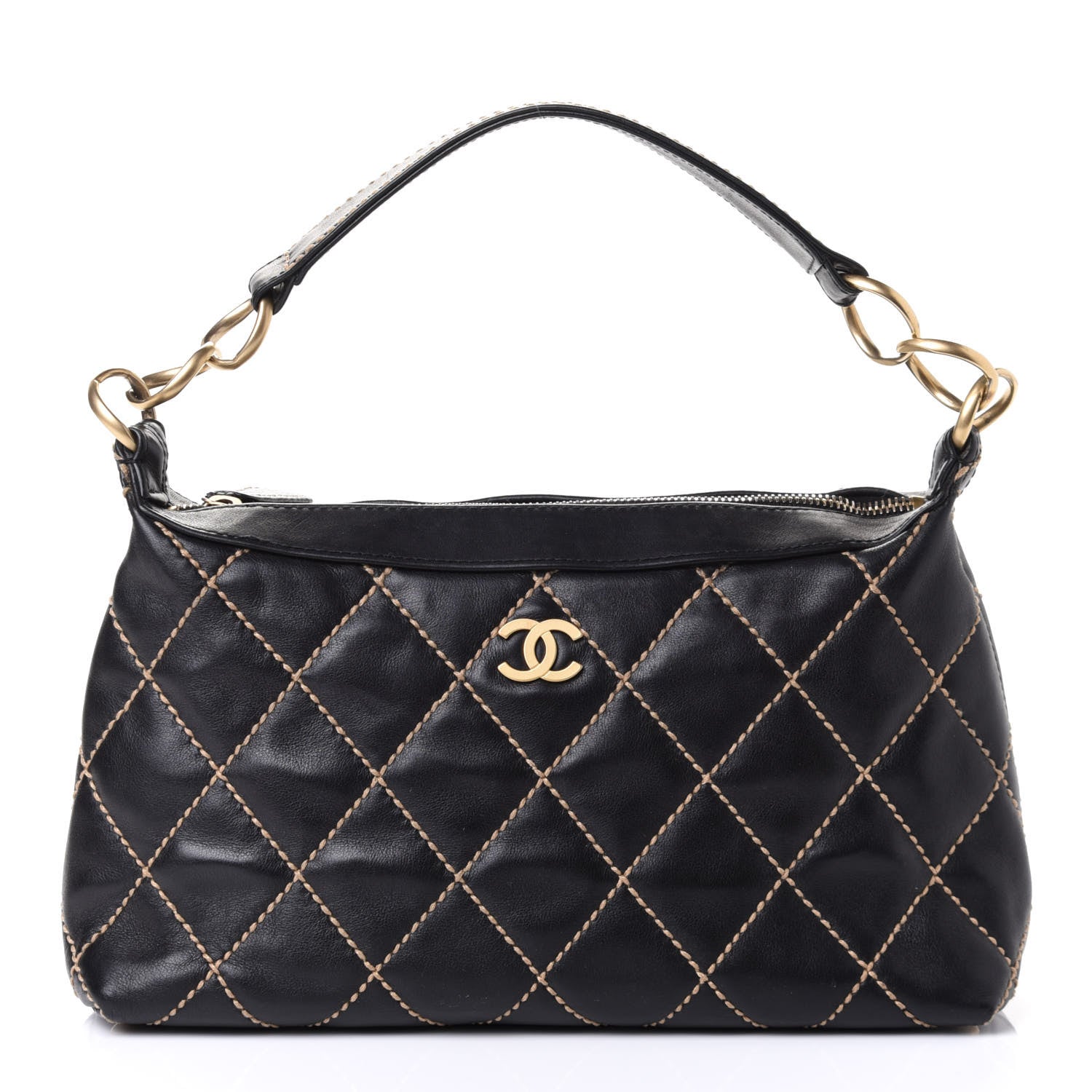 Chanel Calfskin Wild Stitch Hobo Black 1 of 5