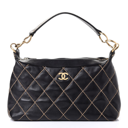 Chanel Calfskin Wild Stitch Hobo Black 1 of 5