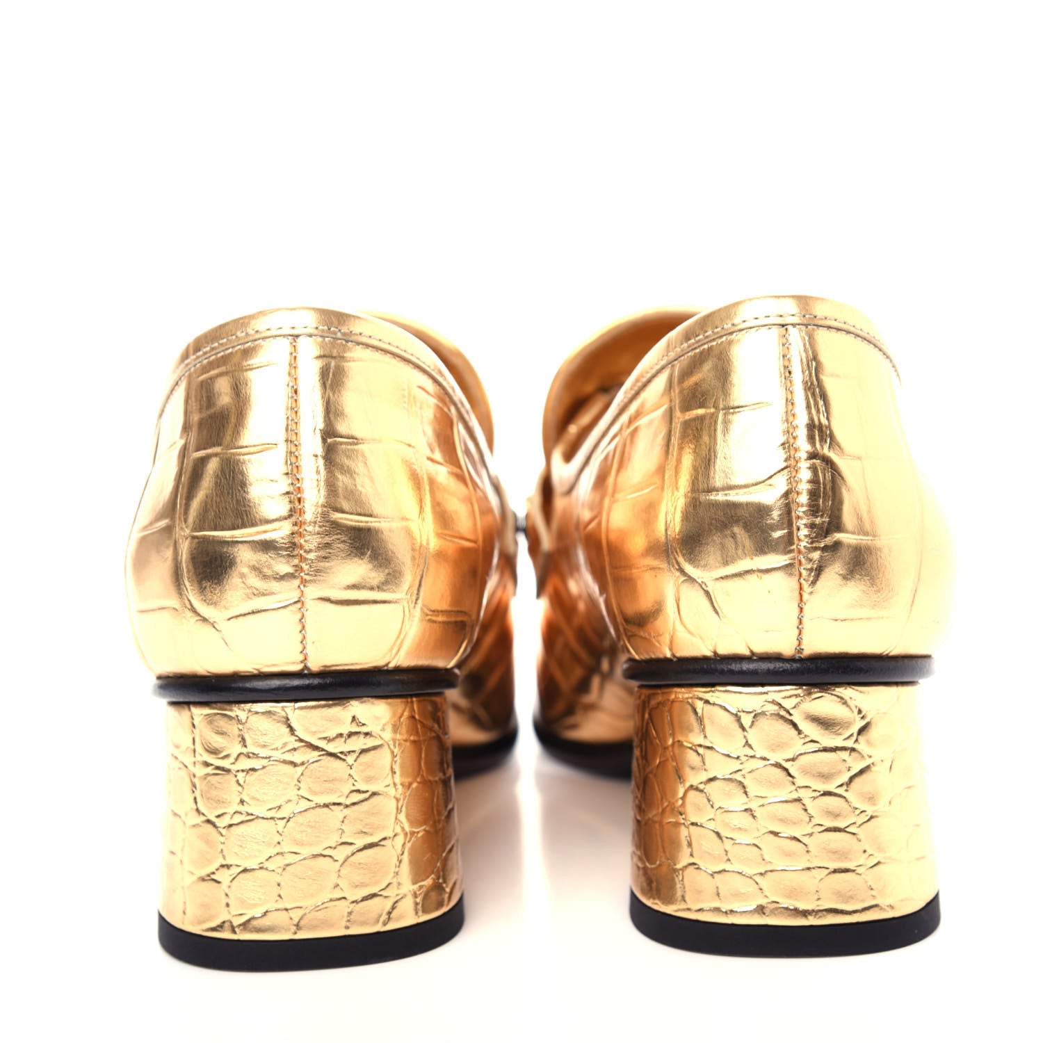 Chanel Metallic Crocodile Embossed Calfskin CC Chain Mocassin Loafers 38 Gold 7 of 11