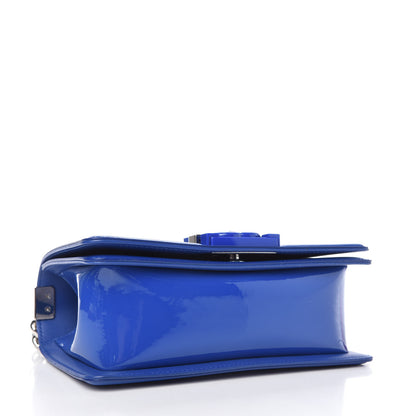 Chanel Patent Calfskin Quilted Small Plexiglass Boy Flap Blue 4 of 10