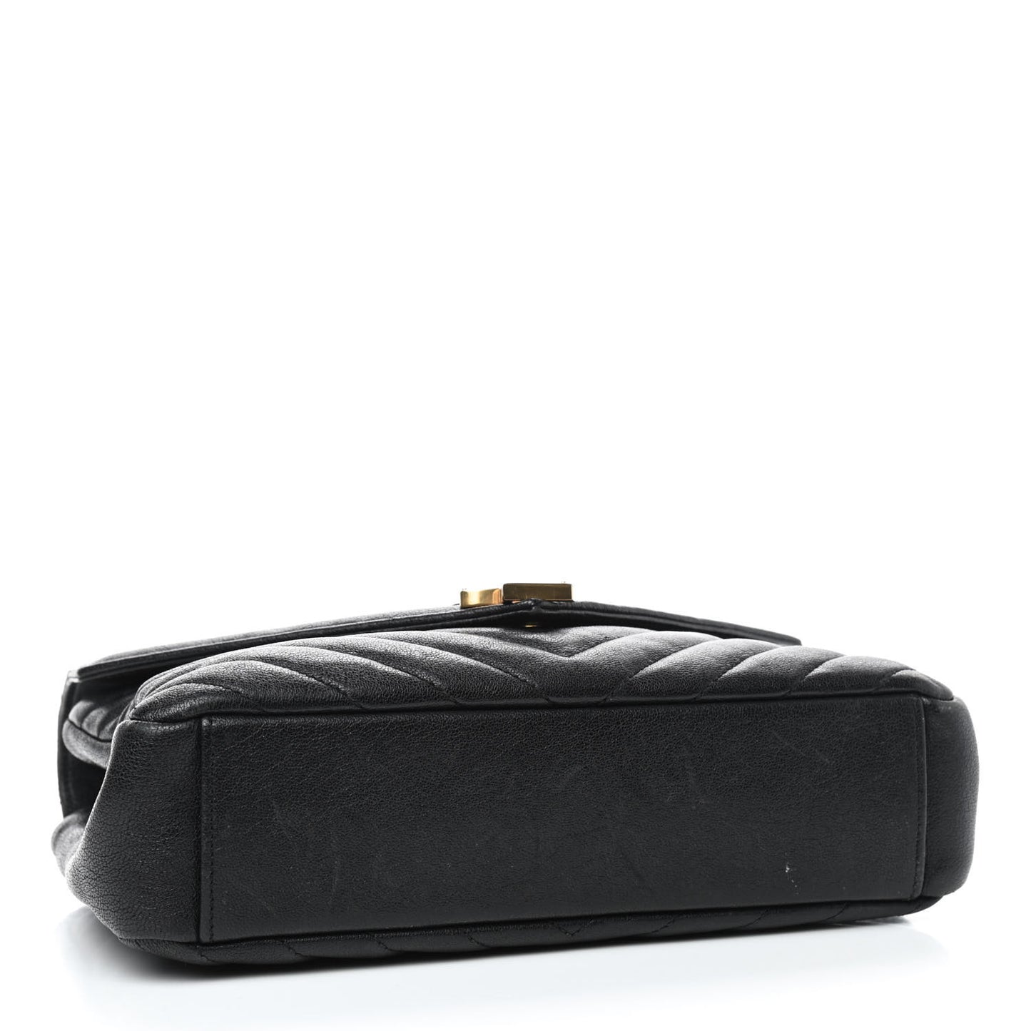 Sheepskin Matelasse Chevron Monogram Medium College Bag Black