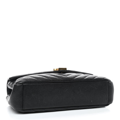 Saint Laurent Sheepskin Matelasse Chevron Monogram Medium College Bag Black 4 of 9