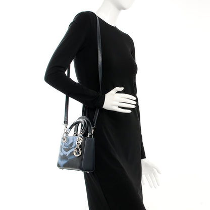 Christian Dior Deerskin Floral Printed Mini Lady Dior Black Blue 2 of 8