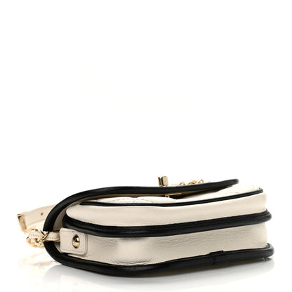 Chanel Caviar Quilted Mini Round Messenger Flap White Black 3 of 9