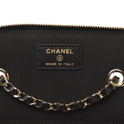 Chanel Raffia Jute Striped Small Vanity Case With Chain Black Beige 6 of 10