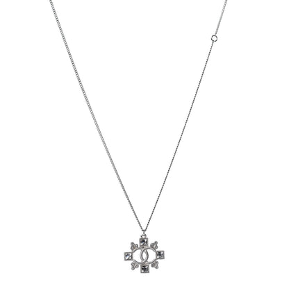 Chanel Baguette Crystal CC Pendant Necklace Silver 1 of 6