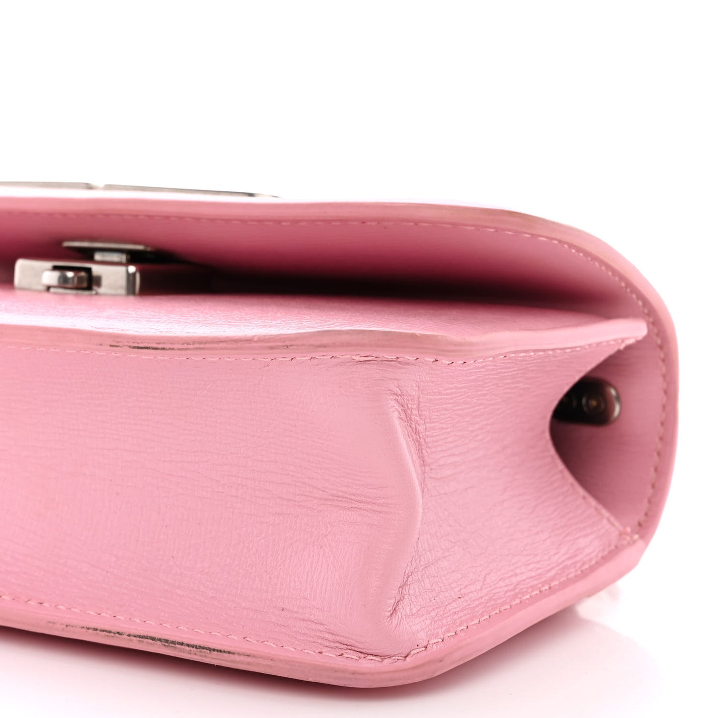 Calfskin Stripe Embossed Gossip Chain Bag XS Candy Pink