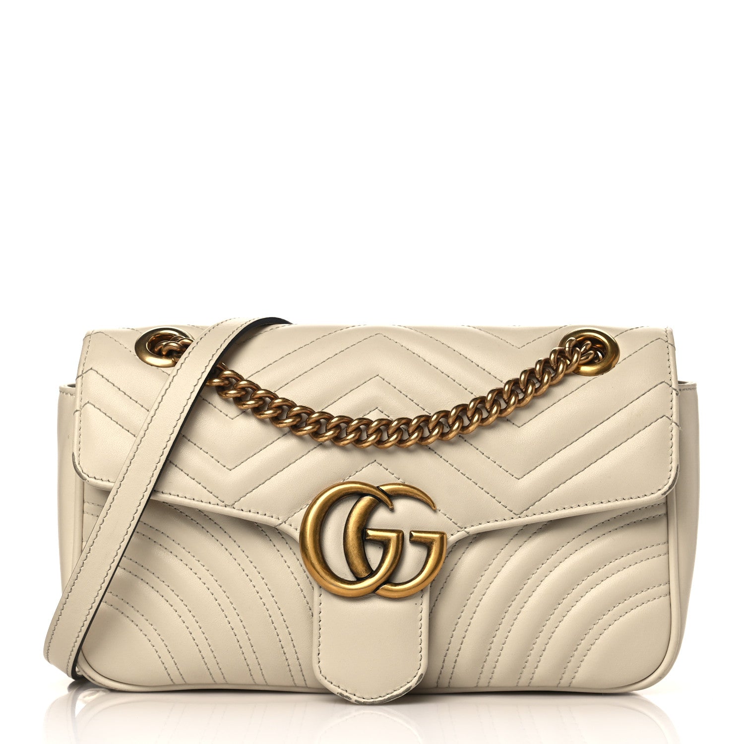 Gucci Calfskin Matelasse Small GG Marmont Shoulder Bag White 1 of 13