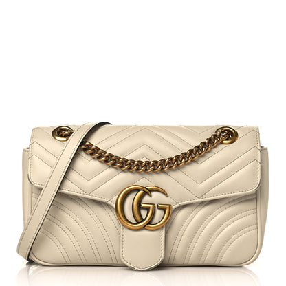 Gucci Calfskin Matelasse Small GG Marmont Shoulder Bag White 1 of 13