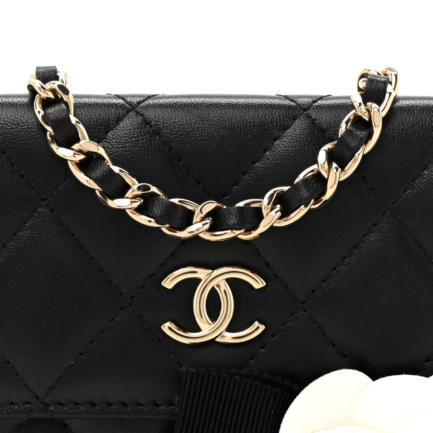 Lambskin Quilted My Chanel Lady Card Holder On Chain Black
