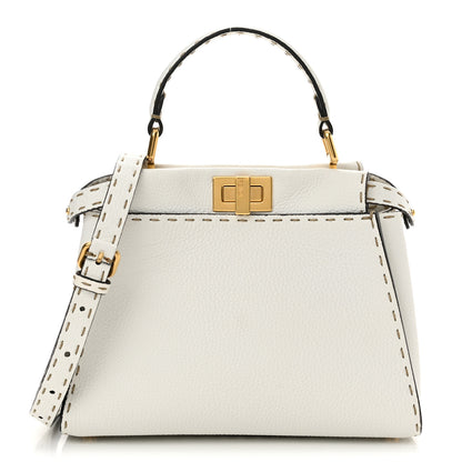 Fendi Cuoio Romano Selleria Mini Peekaboo Iconic Satchel White 1 of 10