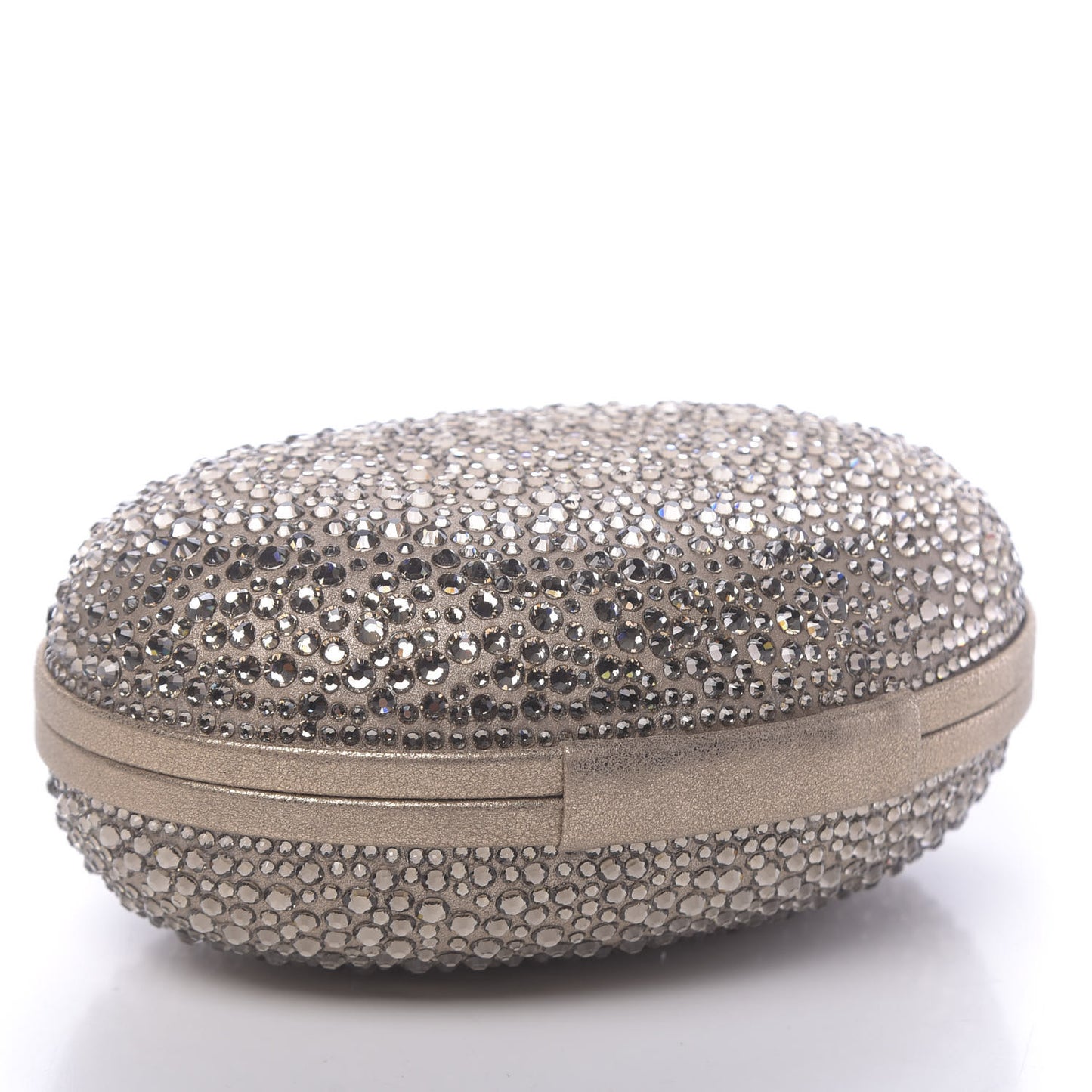 Metallic Suede Burma Strass Mina Chain Clutch Lichen