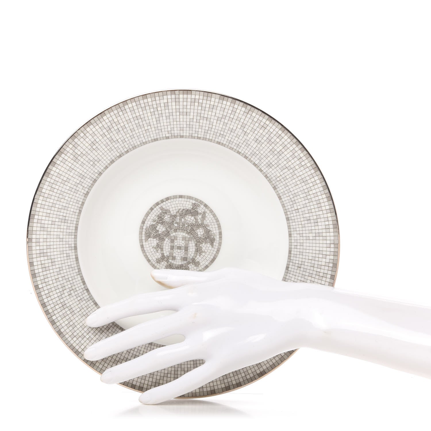 Hermes Porcelain Mosaique Au 24 Platine Soup Bowl Set of 2 3 of 7